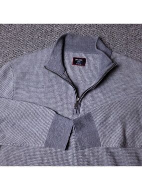 UNTUCKit Marvall Wool Sweater Mens L Large Gray Black Pullover Zip Up